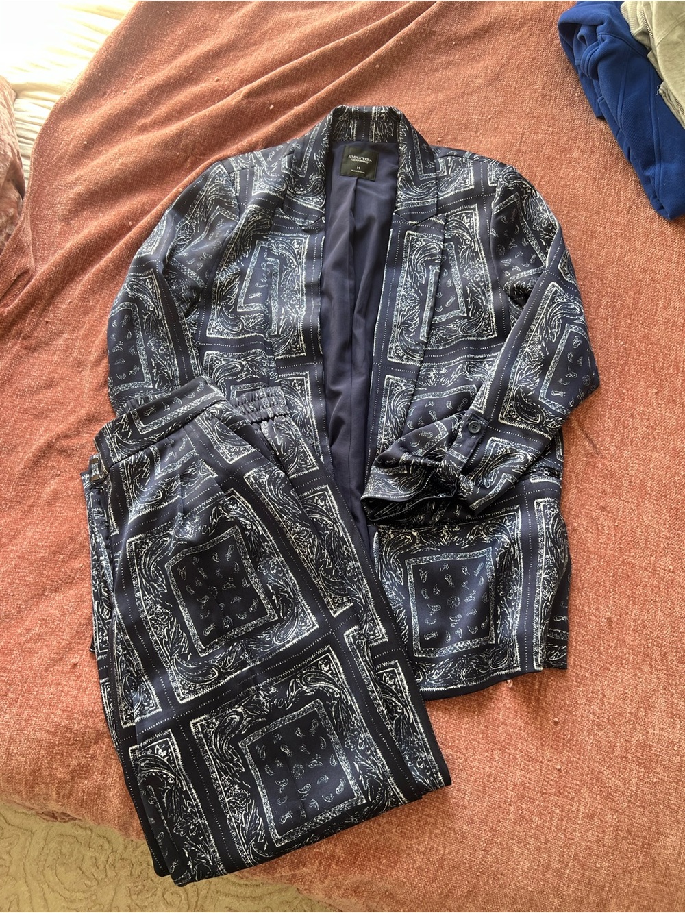 Simply Vera Wang Navy Bandana Print Lightweight Jacket SET